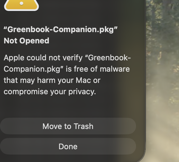macOS unidentified developer warning